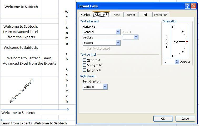 Format Cells - Alignment